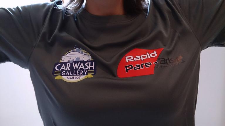 T-shirt PROJOB avec marquage CARWASH et RAPIDPAREBRISE, en transfert Offset Quadri par latelier-OCF