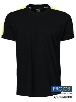 T-shirt de Travail 100% Coton bandes HV I 180g. I 6019 PROJOB I Marquage sérigraphique avec votre logo.